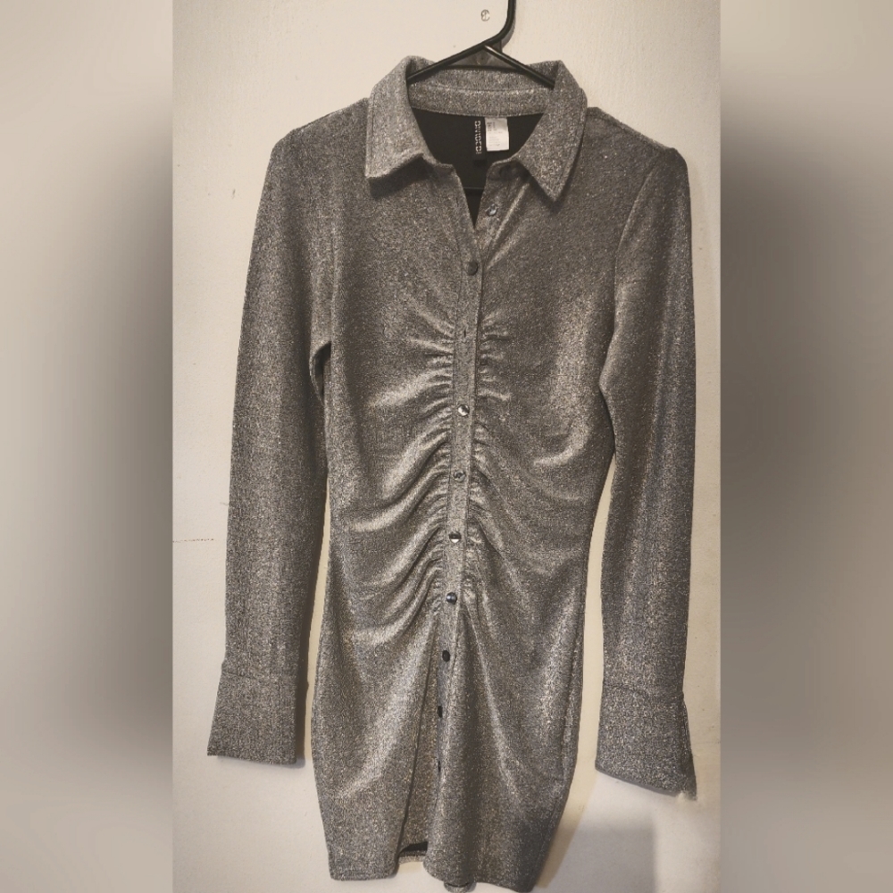 NWOT Divided shimmery silver size small mini dress